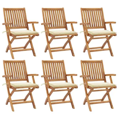 Produktbild von The Living Store Klappbare Gartenstühle mit Kissen 6 Stk. Massivholz Teak