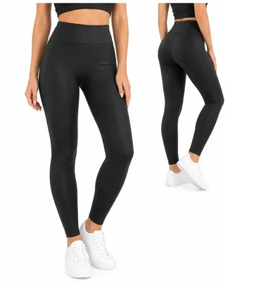 Obrázok produktu pre Dámske legíny, čierne, s vysokým pásom, dlhé, elastické, veľkosť L, 82,5 % polyester, 17,5 % Elastan