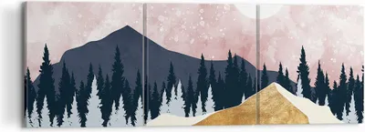 Produktbild von Bild auf Leinwand - Leinwandbild - 3 Teile - Grafik Modern Landschaft - 120x40cm - Wand Bild - Wanddeko - Wandbilder - Leinwanddruck - Bilder - Wanddekoration - Leinwand bilder - CA120x40-4832