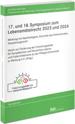 Obrázek produktu pro 17. und 18. Symposium zum Lebensmittelrecht 2023 und 2024