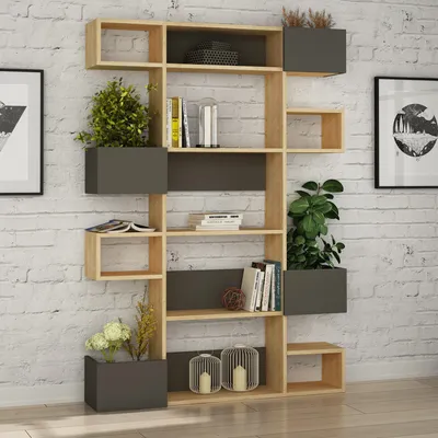Image de Skye Decor, Niho - Oak, Anthracite, étagères, chêne, 120 x 171 x 27 cm