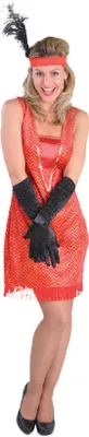 Produktbild von M211130-S rot Damen Charleston Kleid Fransen Kleid Gr.S