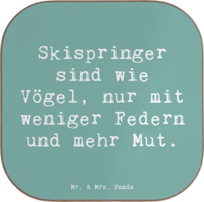 Produktbild von Mr. & Mrs. Panda Untersetzer Glas Spruch Skispringen Mut - Meeresbrise - Geschenk, Ausdauer, Sportler Geschenke, Tassenuntersetzer, Sport, für Gläser, gläseruntersetzer