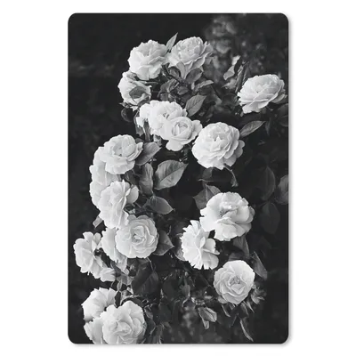 Produktbild von MuchoWow® Mauspad Mousepad Blumen - Schwarz und Weiß - Natur - Pflanzen - Rosen 18x27 cm - Mousepads - Maus Mat - Pad - Mausunterlage