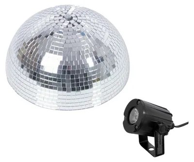 Produktbild von Set Halbspiegelkugel 30cm + 1 x LED Pinspot 3W Warmweiss