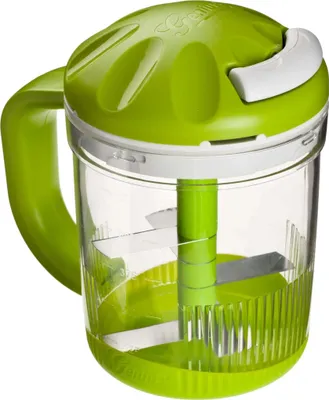 Produktbild von Gemüseschneider 3 tlg., Zwiebelschneider manuell, Obst Gemüse Zerkleinerer, Multizerkleinerer mit 5 Messereinsatz 625 ml Behälter
