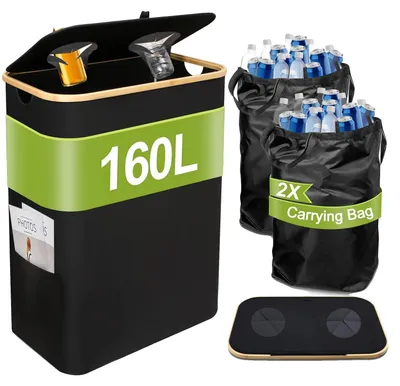 Productafbeelding van Recyclingcontainers, extra grote capaciteit, met afneembare draagtassen, zwart