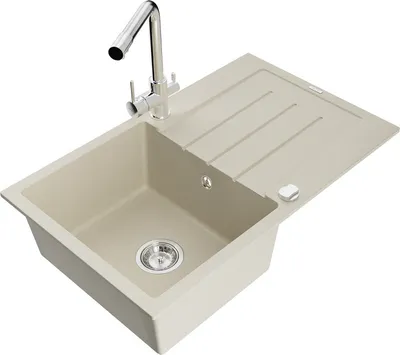 Produktbild von Mexen Bruno 1 Becken-Granitspüle mit Abtropffläche und Mischbatterie Duero, Beige - 6513-69-671600-00