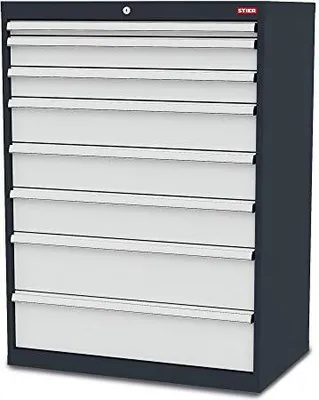 Produktbild von STIER Schubladenschrank mit 8 Schubladen, BxTxH 900x575x1220 mm, Gesamttragkraft 1000kg, Blendenhöhen 50 bis 200 mm