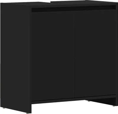 A black cabinet with two doors.