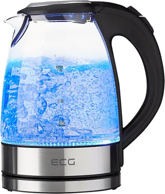 Obrázek produktu pro ECG RK 1776 Glass | Rychlovarná konvice | Objem 1,7 l | 1850 – 2200 W | Skryté topné těleso | Modré podsvícení
