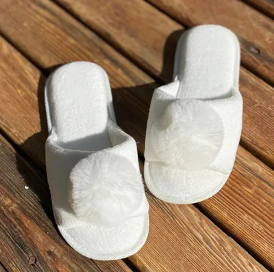 Produktbild von Pantoffel Pom-Pom, weiß Größe L