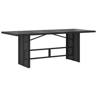 Produktbild von Gartentisch mit Glasplatte Schwarz 190x80x74 cm Poly Rattan