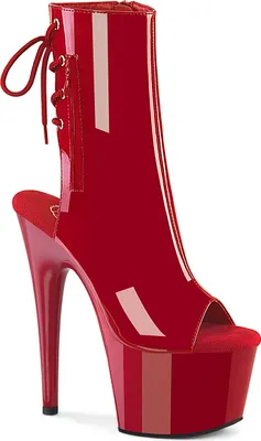 Produktbild von ADORE-1018 Pleaser Damen High-Heels Plateaustiefeletten rot Lack Fersen- Zehenoffen