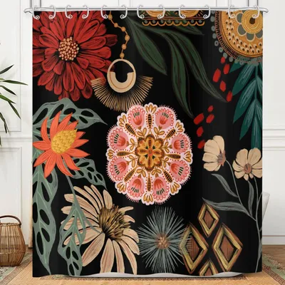 Obrázok produktu pre Čierna záclona do sprchy, rozmery 180 x 200 cm