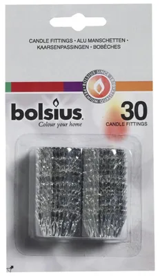 Immagine prodotto di BOLSIUS manicotto per candele alluminio argento 30pz