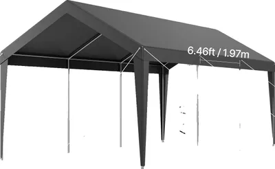 Image de Abri de voiture, construction durable, design hydrofuge, gris 10x20FT