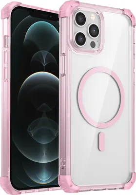 Produktbild von Magnetisch Hülle für iPhone 12 Pro Max Kompatibel mit Magsafe Stoßfest Militärschutz Transparente Handyhülle Pink
