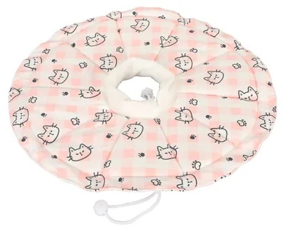 Produktbild von Kegelhalsband für Katzen mit Kordelzug, verstellbar, verhindert Lecken und Beißen, wasserdicht, atmungsaktiv, elisabethanisches Rosa, S-Halsband: 12–2