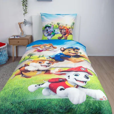 Produktbild von Bettwäsche Paw Patrol, Kopfkissenbezug ca. 70 x 90 cm, Bettbezug ca. 140 x 200 cm, Mit leichtläufigem Reißverschluss, 100% Baumwolle/Renforcé