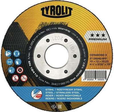 Produktbild von TYROLIT Schruppscheibe CERABOND X D 125 x S 7 mm - 34387126