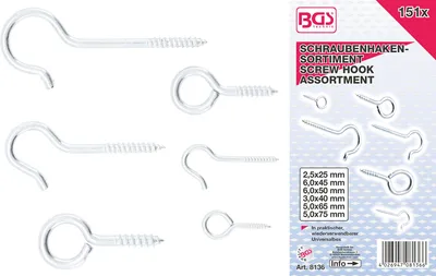 Produktbild von BGS 8136 Schraubhaken-Sortiment, 151-tlg.