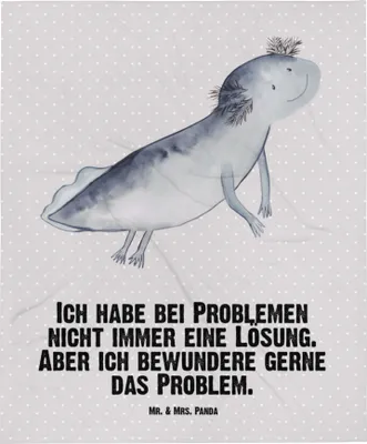 Produktbild von Mr. & Mrs. Panda Plaid Axolotl Schwimmen - Grau Pastell - Geschenk, Schwanzlurch, Motivation, Schmusedecke, Erstlingsdecke, Babydecke, Optimistisch, glücklich, Lurch