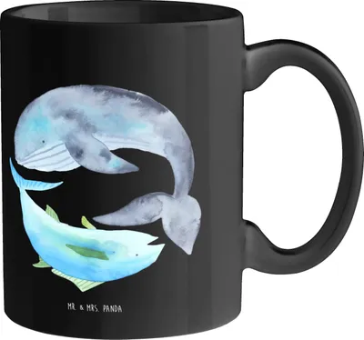 Produktbild von Mr. & Mrs. Panda Pott Walfisch Thunfisch - Schwarz - Geschenk, Tasse, Kaffeebecher, Tunfisch, Kaffeetasse, Becher, Witz, Geschenktasse, Spruch Des Tages, Lustig, Wal