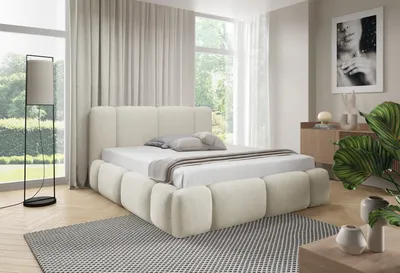 Produktbild von Polsterbett BIANNO mit Bettkasten| Bett 200x200| Doppelbett mit Stauraum und Lattenrost| Boxspringbett-Optik |ohne Matratze| Schlafzimmer- Hellcreme