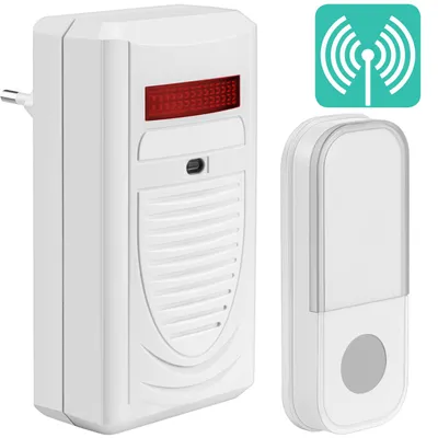 Produktbild von mumbi Tür Gong schnurlose Türklingel - Plug In für die Steckdose + Blinklicht / bis 40 Meter Reichweite!