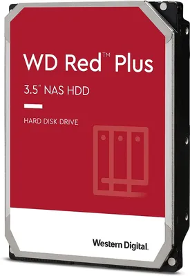 Produktbild von WD Red Plus interne Festplatte NAS 2 TB (3,5'', Workload-Rate 180 TB/Jahr, 5.400 U/min, 128 MB Cache, NASware-Firmware für Kompatibilität, 8 Bays) Rot