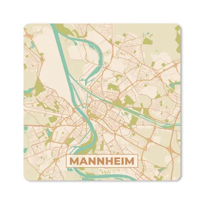 Produktbild von MuchoWow® Mauspad Mousepad Manneheim - Karte - Vintage - Stadtplan 20x20 cm - Mousepads - Maus Mat - Pad - Mausunterlage - Desk Mat - Bureauartikeln