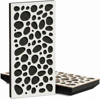 Obrázek produktu pro Balení 4 kusů – Tenké, zvukově izolační akustické panely K3 – difuzní panel | 50x25 cm | Reflexe | Tloušťka – Barva: [33 mm | Bílá]