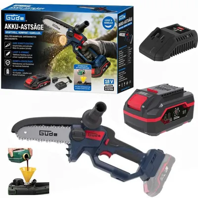 Produktbild von Güde Akku Astsäge GAK 18.1 Mini Kettensäge 18V, Akku 4.0 Ah Ladegerät 3 A