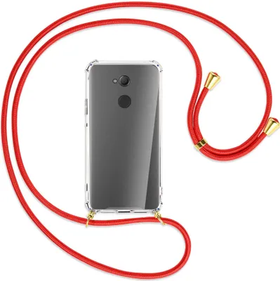Produktbild von Handykette Backcover-Schutzhülle mit Band (Metall goldfarben) für Sony Xperia XA2 Ultra - rot