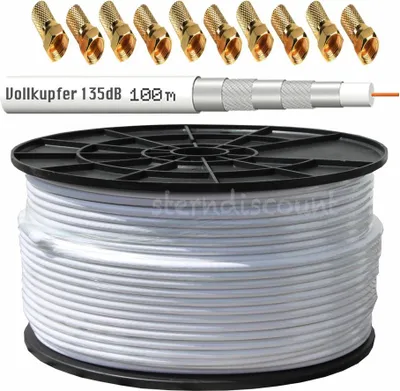 Produktbild von Koaxkabel KUPFER 135dB Antennenkabel 5x geschirmt (Weiss) HD Receiver PVR Ready