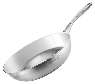 Bratpfanne 28 cm, Edelstahl, unbeschichtet, induktionsgeeignet, ofenfest