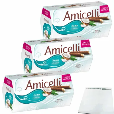Produktbild von Amicelli Kokoscreme 3er Pack (3x200g Packung) + usy Block