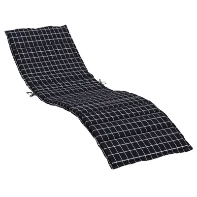 Image de vidaXL Coussin pour bain de soleil Noir Motif à carreaux Tissu Oxford