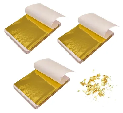 Produktbild von Blattgold Imitation 200 Stück Goldpapier zum Basteln Goldfolie Bastelfolie