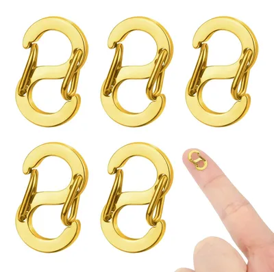 Mini-Karabinerhaken, 5 Stück, Edelstahl, goldfarben, 12 mm