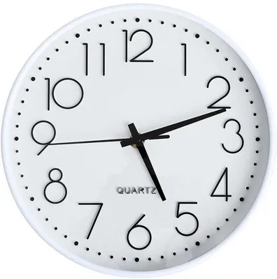 Immagine prodotto di Orologio da parete rotondo a batteria, 25 cm, piccolo, moderno, bianco, silenzioso, decorativo, per ufficio, casa, bagno, cucina, camera da letto, scuola, soggiorno