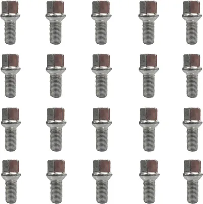 Zdjęcie produktu dla 20x śruba koła M14x1.5 kołnierz kulisty R13 srebrny 33 mm | rozmiar klucza 17 mm kompatybilny z Ford Galaxy I 95 Galaxy I 95 4x4 Galaxy I Van 95