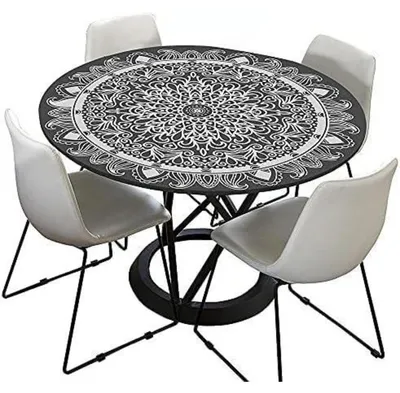 Zdjęcie produktu dla Obrus outdoor, okrągły, 180 cm, możliwość prania, wodoodporny, kolor: szaro-czarny