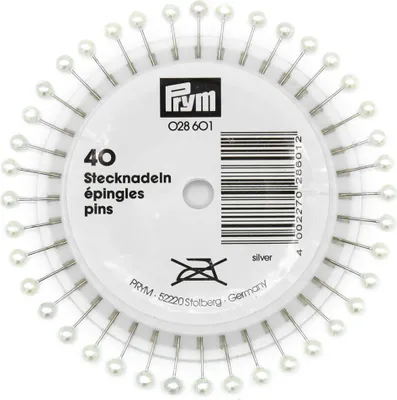 Obrázek produktu pro Špendlíky s perličkovou hlavičkou, 0,58 x 40 mm, stříbrné barvy, 40 ks