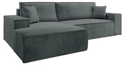 Produktbild von Selsey Farese – Ecksofa mit Cordbezug, Schlaffunktion und Stauraum, Grau, links