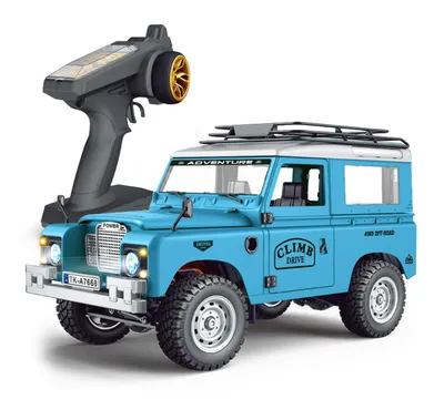 Obrázok produktu pre 2,4 GHz RC terénne auto typu crawler v mierke 1:10 s diaľkovým ovládaním a LED svetlami, dosah 100 m, vhodné do interiéru aj exteriéru, modrá farba