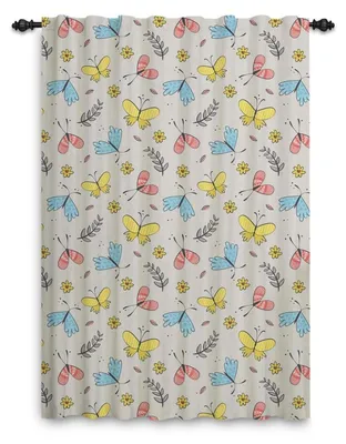Produktbild von Vorhänge Bleistiftfalte Schmetterling Wildblumendruck 117x183cm 1 Paneel