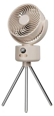 Obrázek produktu pro ZELURXX Venkovní skládací kempingový ventilátor, přenosná baterie, 3 rychlosti, proud vzduchu 10 m/s, konektor Type-C, tichý provoz 35 dB, otočný, ventilátor do stanu/na rybaření/na cesty, béžový