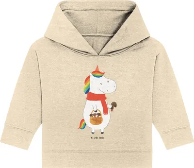 Produktbild von Mr. & Mrs. Panda Organic Baby Hoodie Einhorn Pilz 12. - 18. Monat - Natural Raw - Geschenk, Einhörner, Unicorn, Pilze, Spruch, Kapuzensweatshirt, Motivation, Kapuzenshirt